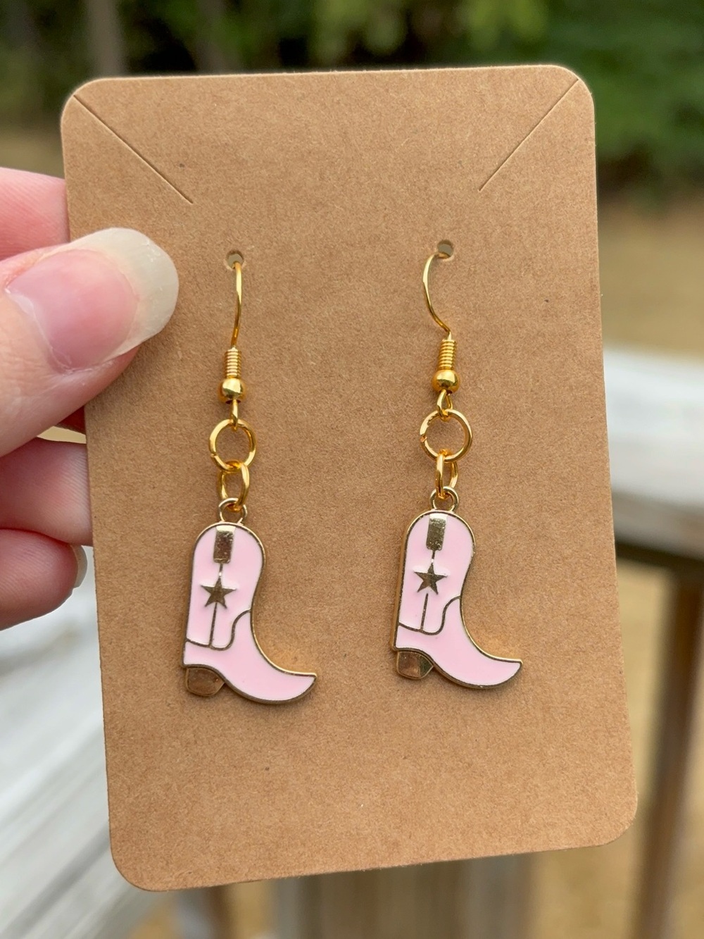 Pink Cowboy Boot Dangle Earrings